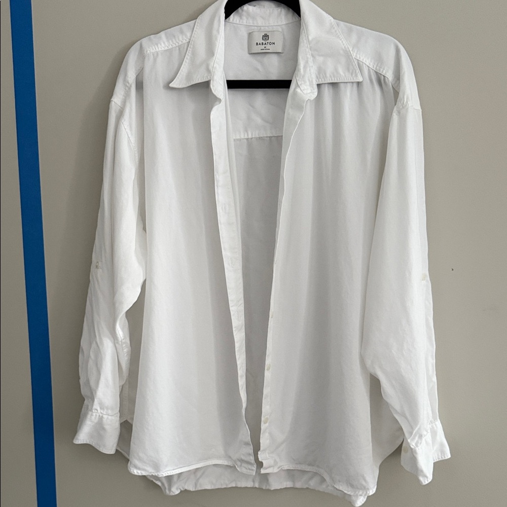 Aritzia Babaton Classic White Button-Up Shirt